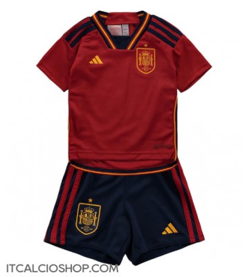 Spagna Prima Maglia Bambino Mondiali 2022 Manica Corta (+ Pantaloni corti)